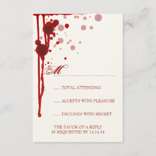 Vampire Halloween Wedding RSVP Fake Blood Red Card