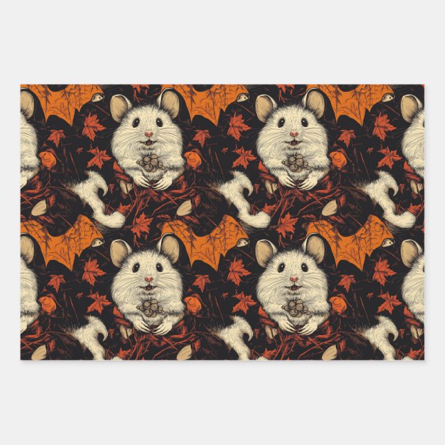 Vampire Hamster Halloween Wrapping Paper (Front)