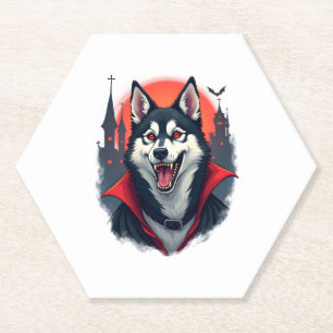 Vampire Husky Bite Paper Coaster