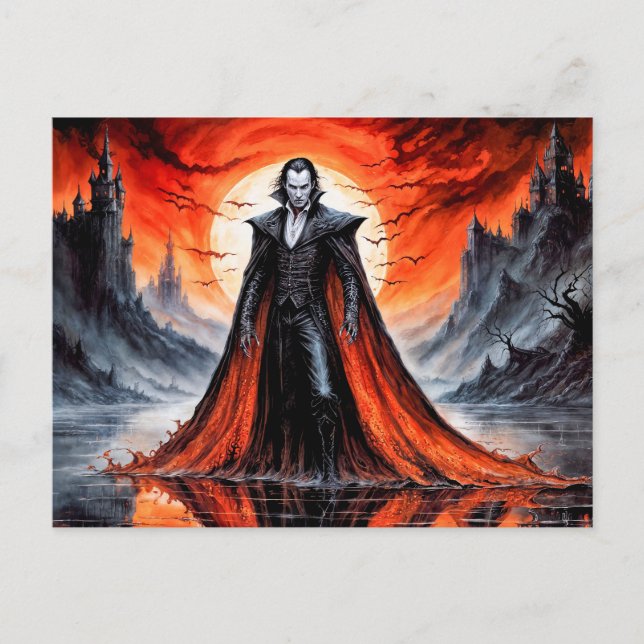 Vampire in Red Moonlight Postcard (Front)