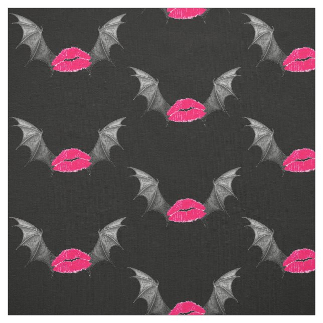 Vampire Kiss Demon Wing Goth Art Fabric (Swatch)