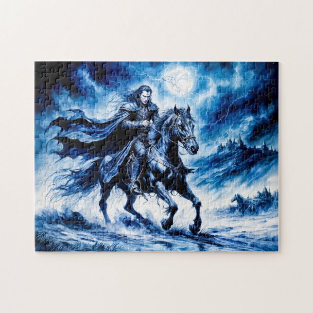 Vampire Knight Rides Through Stormy Night Jigsaw Puzzle (Horizontal)