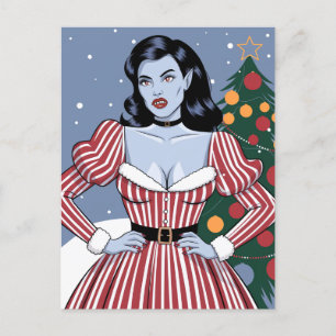 Vampire Lady Christmas Postcard
