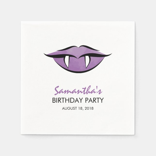 Vampire Lips Goth Birthday Paper Napkins (Front)