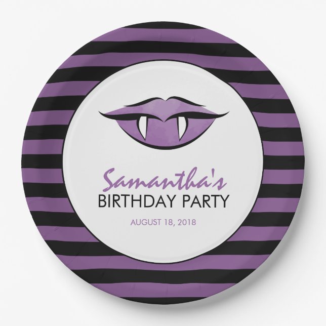 Vampire Lips Goth Birthday Party Paper Plates (Front)