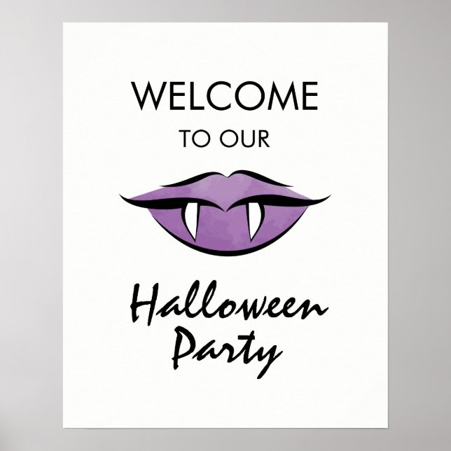 Vampire Lips Goth Halloween Party Welcome Sign (Front)