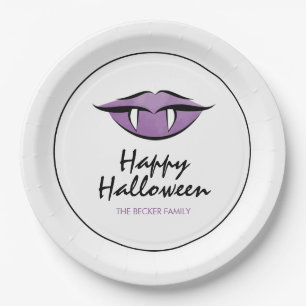Vampire Lips Goth Happy Halloween Paper Plates