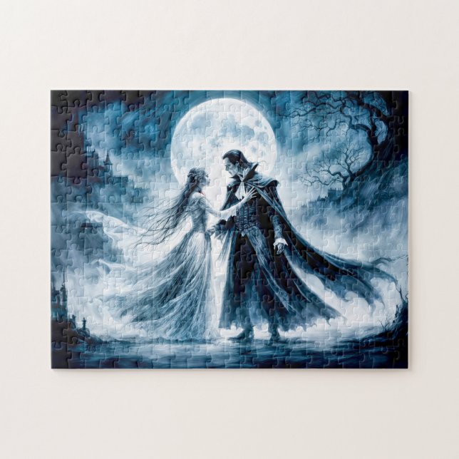 Vampire Love Under Moonlit Sky Jigsaw Puzzle (Horizontal)