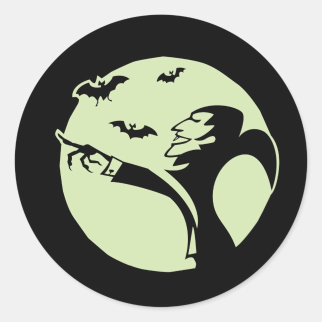 Vampire Moon Classic Round Sticker (Front)