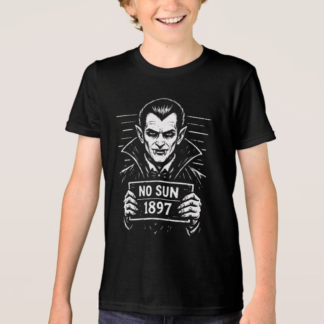 Vampire Mugshot – No Sun 1897  Tri-Blend Shirt (Front)