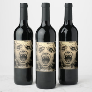 Vampire or Devil Scary Face Custom Wine Labels