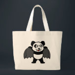 Vampire Panda Large Tote Bag<br><div class="desc">This vampire panda is too cute! With his fangs and cape this design makes an excellent Halloween present or anyone who likes vampires. Great gift ideas here for your friends and family.</div>