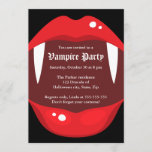 Vampire party invitation with fangs and red lips<br><div class="desc">Vampire party invitation featuring female lips and white fangs on a black background. The invite text is inside the mouth. Great invite for vampire themed Halloween and birthday parties.</div>