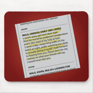 Vampire Personal Ad Mouse Pad