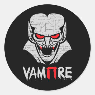 Vampire Pi Halloween Costume Funny Math Science Te Classic Round Sticker