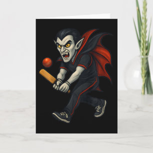 Vampire Playing Cricket Funny Halloween Sport  Card