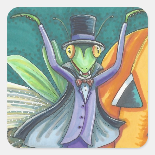VAMPIRE PRAYING MANTIS, BUG STICKERS SHEET Square (Front)
