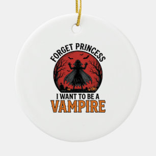 Vampire Princess Shirt Spooky Retro Halloween Desi Ceramic Tree Decoration