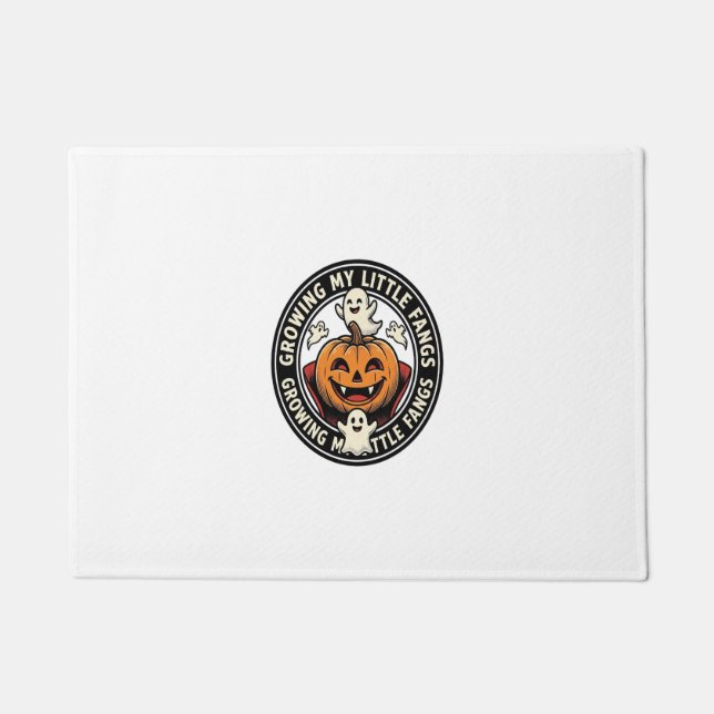 Vampire Pumpkin Badge Growing My Little Fangs_1 Doormat (Front)