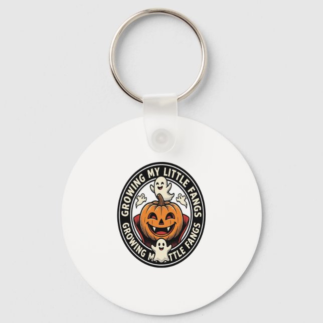 Vampire Pumpkin Badge Growing My Little Fangs_1 Key Ring (Front)