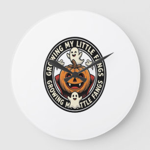 Vampire Pumpkin Badge Growing My Little Fangs_1 Large Clock