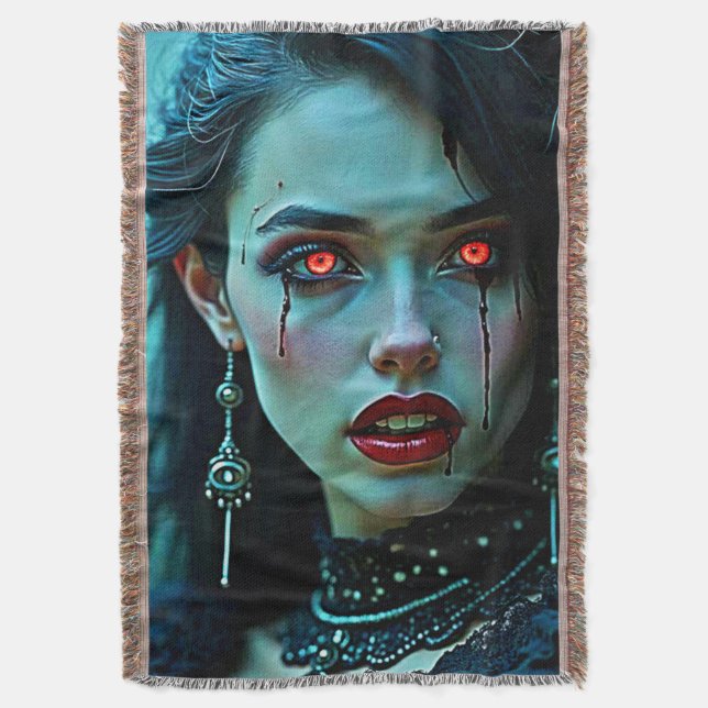 Vampire Queen: Dark Allure Art Throw Blanket (Front Vertical)