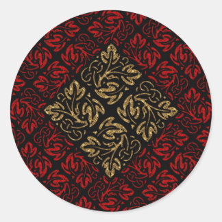 Vampire Red and Gold Damask Gothic Art Classic Round Sticker