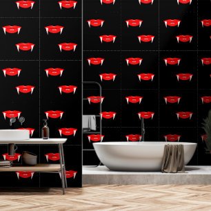 Vampire Red Lips Custom Colour Black Wallpaper