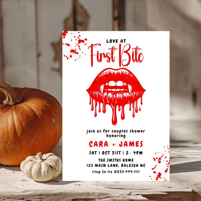 Vampire Red Lips Halloween Couples Shower Invitation (Creator Uploaded)