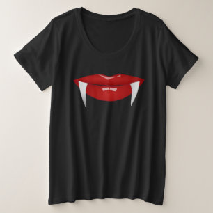 VAMPIRE RED LIPS LADIES HALLOWEEN PLUS SIZE T-Shirt