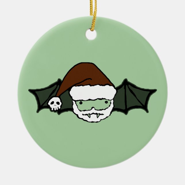 Vampire Santa Bat Ceramic Tree Decoration (Front)