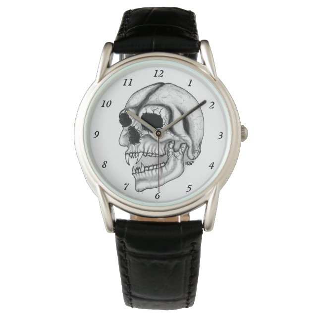 Vampire Skull black and white Design Watch (Front)