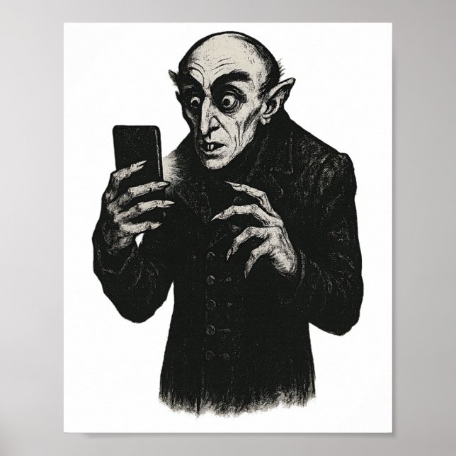 Vampire Smartphone Nosferatu Selfie Count Orlok Ha Poster (Front)