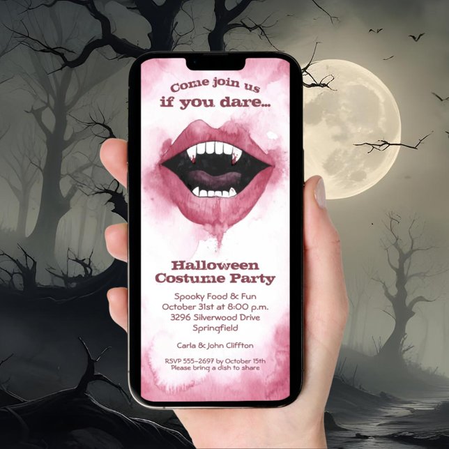Vampire Smile Halloween Invitation (Vampire Smile Halloween Invitation - INSTANT DOWNLOAD and/or printed)