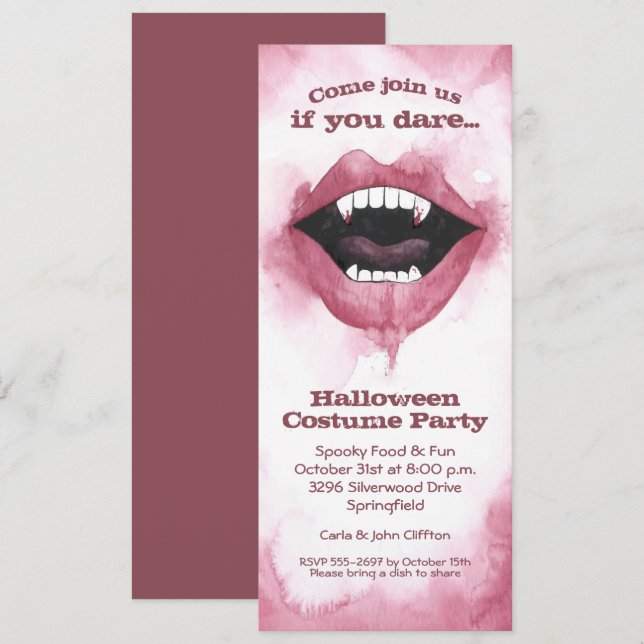 Vampire Smile Halloween Invitation (Front/Back)