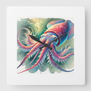 vampire squid 171024AREF124 - Watercolor Square Wall Clock