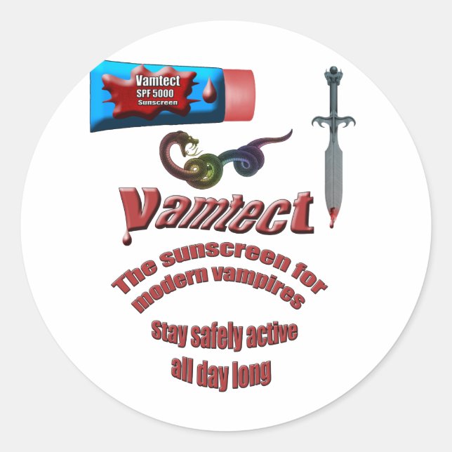 Vampire Sunscreen Classic Round Sticker (Front)