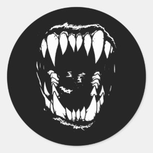 Vampire Teeth Fangs Gothic Horror Halloween Grunge Classic Round Sticker
