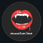 Vampire Teeth Halloween Dracula Fangs Sticker<br><div class="desc">Customise with any text.</div>