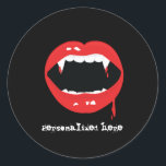 Vampire Teeth Halloween Dracula Fangs Sticker<br><div class="desc">Customise with any text.</div>