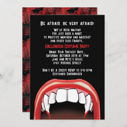 Vampire Teeth Halloween Red Blood Costume Party Invitation