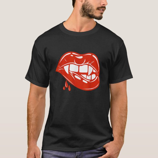 Vampire Teeth Vampire Fangs Lips for Halloween Par T-Shirt (Front)