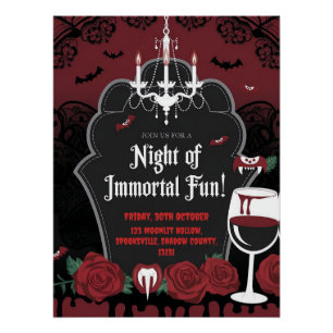 Vampire-Themed Halloween Invitation  Poster
