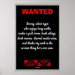 Vampire Wanted Funny Gothic Art Print