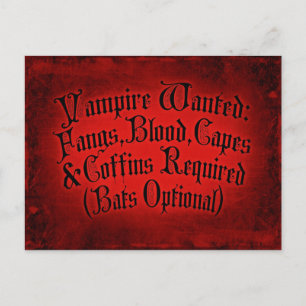 Vampire Wanted Postcard