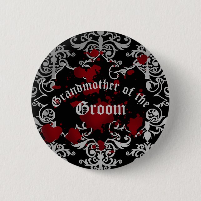 Vampire wedding grandmother of the bride or groom 6 cm round badge (Front)