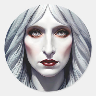 Vampire Witch Woman Fantasy Dark art Classic Round Sticker