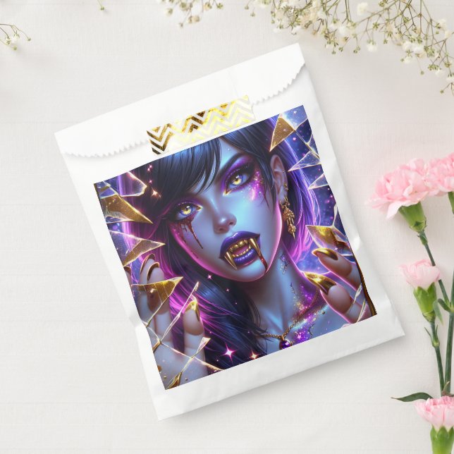 Vampire with Gold Eyes and Teeth Halloween Favour Bags (Sealed)