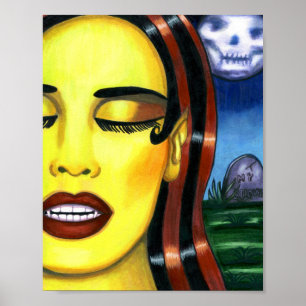 Vampire Woman Markers Drawing Horror Original art Poster