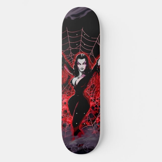 Vampire Woman Spider web gothic Skateboard (Front)